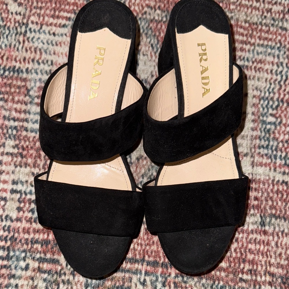 Prada Women's Black Suede Mules